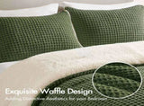 3 Pieces King/Cal King Waffle Knit Chenille Comforter Set,Olive B035P381298