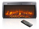 26 inch electric fireplace insert, ultra thin heater log set & realistic flame, remote control W1769103309