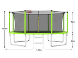 12FT Trampoline Green for Kids & Adults with Basketball Hoop and Ball ,Recreational Trampolines with K1163139545