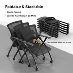 ZUN 2 Pack Stackable Conference Room Chairs with Wheels, Folding Office Chair with Rebound Back, Padded 67372480