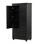 ZUN Tall Storage Cabinet with Three Drawers for Bathroom/Office, Black N725P183256B