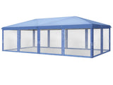 10x20 ft Instant Pop Up Canopy Tent Blue, 6 Mesh Panels 2 Doors 4 Net Sides, Powder Coated Iron 07293396