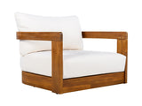 Premium Acacia Wood Outdoor Club Chair, Curved Tub Design, Water-Resistant Cushions, All-Weather N767P314269B