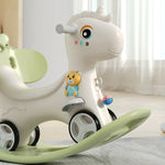 ZUN Rocking Horse Toddlers, Balance Bike Ride On Toys with Push Handle,Backrest and Balance Board W509125828