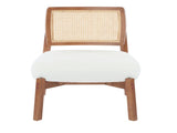 Modern Beige Lounge Chair with Woven Backrest, Sturdy Wooden Frame, Minimalist and N767P241728B