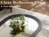 40"x30" Arched Bathroom Mirror with Wooden Frame Decorative Wall Mounted Mirror, Black 33173401