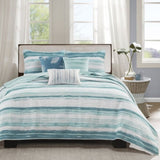 ZUN 6 Piece Printed Quilt Set with Throw Pillows Aqua King/Cal King B03597638