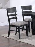 2pc Black Finish Side Chair Gray Fabric Upholstery Seat Ladder Back Contemporary Transitional Style B011P162543