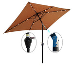 ZUN 10 x 6.5t Rectangular Patio Solar LED Lighted Outdoor Market Umbrellas with Crank & Push Button Tilt W65627953