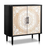 Pattern Carving, High Feet, Oval Tabletop, Curved Side Frame, Door Panel MDF Spray Paint, Cabinet 94038346
