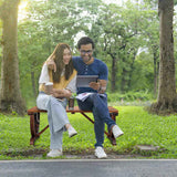 2-Person Rustic Garden Bench, Outdoor Wagon Wheel Porch Bench for Backyard Patio Garden, Brown 90362305