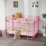 Pink Twin Size Low Loft Bed with Slanted Ladder Round Tube Metal Frame 69732381