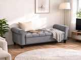 50" Storage Bench with Rolled Arms & Button Tufted Seat, End of Bed Bench with Wood Legs 62954780