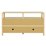 TREXM Bohemian Style Rattan Buffet Storage Cabinet with Solid Wood Frame, Sideboard with 3-position N715P290093N