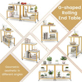 3-layer White edge table with wheels 06370740