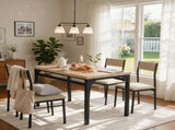 5-Piece Dining Table Set for 4, 47.24" Dining Table with 4 Upholstered Linen-Look Chairs, Black W3895P551450
