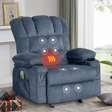 ZUN Vanbow.Recliner Chair Massage Heating sofa with USB and side pocket 2 Cup Holders W1807105778