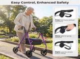 2-in-1 Rollator Walker with Seat , 8-Inch Large Wheels & Versatile Braking System, 15862694
