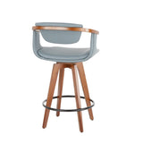 Oracle Mid-Century Modern Counter Stool in Walnut Bamboo and Grey Faux Leather by LumiSource B202P222094