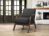 Modern Home Furniture Dark Gray Fabric Upholstered 1pc Accent Chair Cushion Back and Seat Walnut B01172867