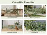 Set of 2 Retractable Flat-Base Cedar Wood Fences 205 x 34.5 x 90 cm Olive Green 73371129