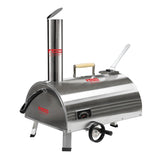 ZUN Silver Pizza Oven Outdoor 12" Semi-Automatic Rotatable Pizza Ovens Portable Stainless Steel Wood 75722121