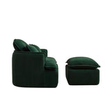 Convertible Compressed Sofa Chair with Ottoman, Modern Corduroy Fabric Armchair for Small Spaces, W1036P251813