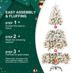 ZUN 7FT Pre-lit Flocked Christmas Tree with 1,064 Memory Wire Tips – Effortlessly Fluffed, Perfectly W1773P199067