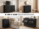 2/4-Drawer Dresser with Metal Frame & Wood Top, Fabric Storage Organizer, Black 11064402