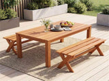36" Teak Oil Hardwood Backless Garden Bench, 660 LBS Load Capacity 2-Person Outdoor Bench 97856472