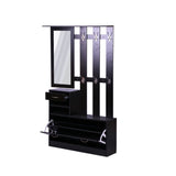 ZUN Three In One Combination Model Gate Cabinet with Shoe cabinet+Hang shelf+ Mirror,Black 70705651