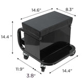 Rolling Creeper Garage/Shop Seat with Three Built-in Drawers, Rolling Tool Chest,Black W2660P276698