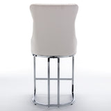 ZUN 26" Counter Height Bar Stools Set of 2, Modern Velvet Barstools with Button Back&Rivet Trim W1143112576