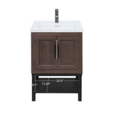 24" Bathroom Vanity White Ceramic Sink & Hot and Cold Faucet , Freestanding Bathroom Cabinet W688P224404