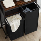 ZUN Laundry Basket, Laundry Hamper with Drawer, 2 Laundry Sorter, with 2 Bags, 1 Storage Rack, Rustic W116294900