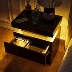 ZUN Nightstand LED Bedside Table Cabinet Lights Modern End Side with 2 Drawers for Bedroom W2178138722