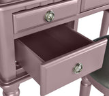 Bedroom Contemporary Vanity Set w Foldable Mirror Stool Drawers Rose Gold Color HS00F4060-ID-AHD