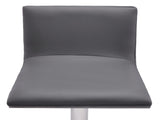 Talyris Adjustable Height Swivel Gray Faux Leather and Gray Walnut Bar Stool with Brushed Stainless B2736P511299