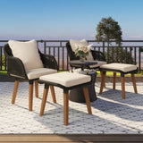 ZUN K&K 5 Pieces Patio Furniture Chair Sets, Patio Conversation Set With Wicker Cool Bar Table, WF324995AAW