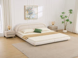 King Size,Modern Curved Upholstered Low Profile Platform Bed with Rounded Headboard W5632P452160