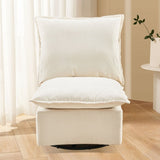 Detachable Off White Chenille Single 360 Swivel Rocking Rocker,360 Swivel Sofa Chair & Single Sofa W1164P190847
