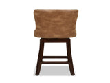 Holmes Tufted High-Back 360 Swivel Counter-Height Barstool, Tan Brown Faux Leather B2719P238380