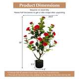 2 PCS 38 Inch Artificial Camellia Tree Faux Flower Plant in Cement 28367252