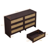 51.18'' Arc Shaped Corner Rattan Cabinet, 6-Drawers Rattan Storage Cabinet Rattan Drawer, for Living W757P242781
