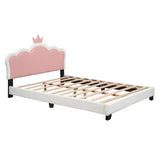Full size Upholstered Princess Bed With Crown Headboard,Full Size Platform Bed with Headboard and N733P180808K
