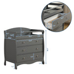 ZUN 90*58*99cm Three Drawers With Seat Belt Baby Wooden Bed Nursing Table Grey 10709615