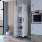 ZUN Fagan 2-Door 5-Shelf Kitchen Pantry White B062103264