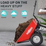 ZUN RedRock Wheelbarrow Utility Cart Electric Powered 24V DC 180W AGM Battery 330lbs Max ET295652RED