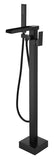 ZUN Single-Handle Freestanding Floor Mount Tub Faucet Bathtub Filler with Hand Shower in Matte Black W997125748