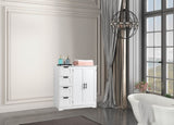 ZUN [FCH] Storage Bathroom Cabinet, 2 Doors 4 Drawers Bathroom Cabinet, White 39915074